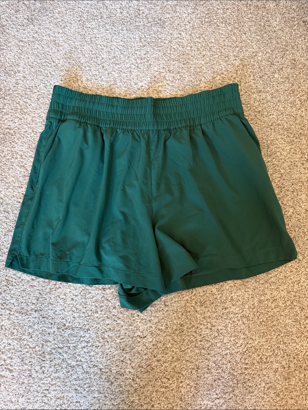 Athleta Forest Green High Rise Weekender Run Shorts